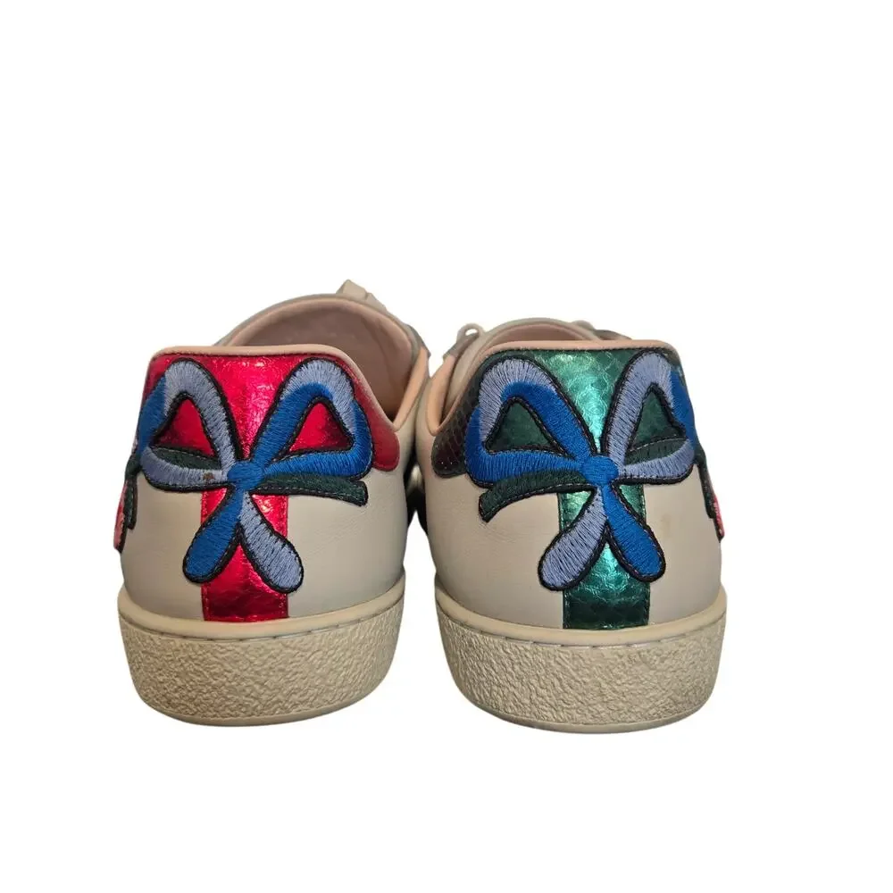Gucci Ace Embroidered Floral Leather Shoes Men’s G 12.5 US 13.5